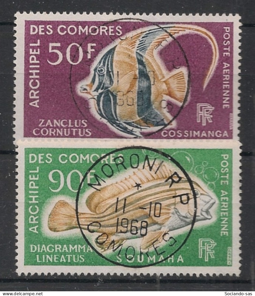 COMORES - 1968 - Poste Aérienne PA N°YT. 23 Et 24 - Poissons - Oblitéré / Used - Gebraucht