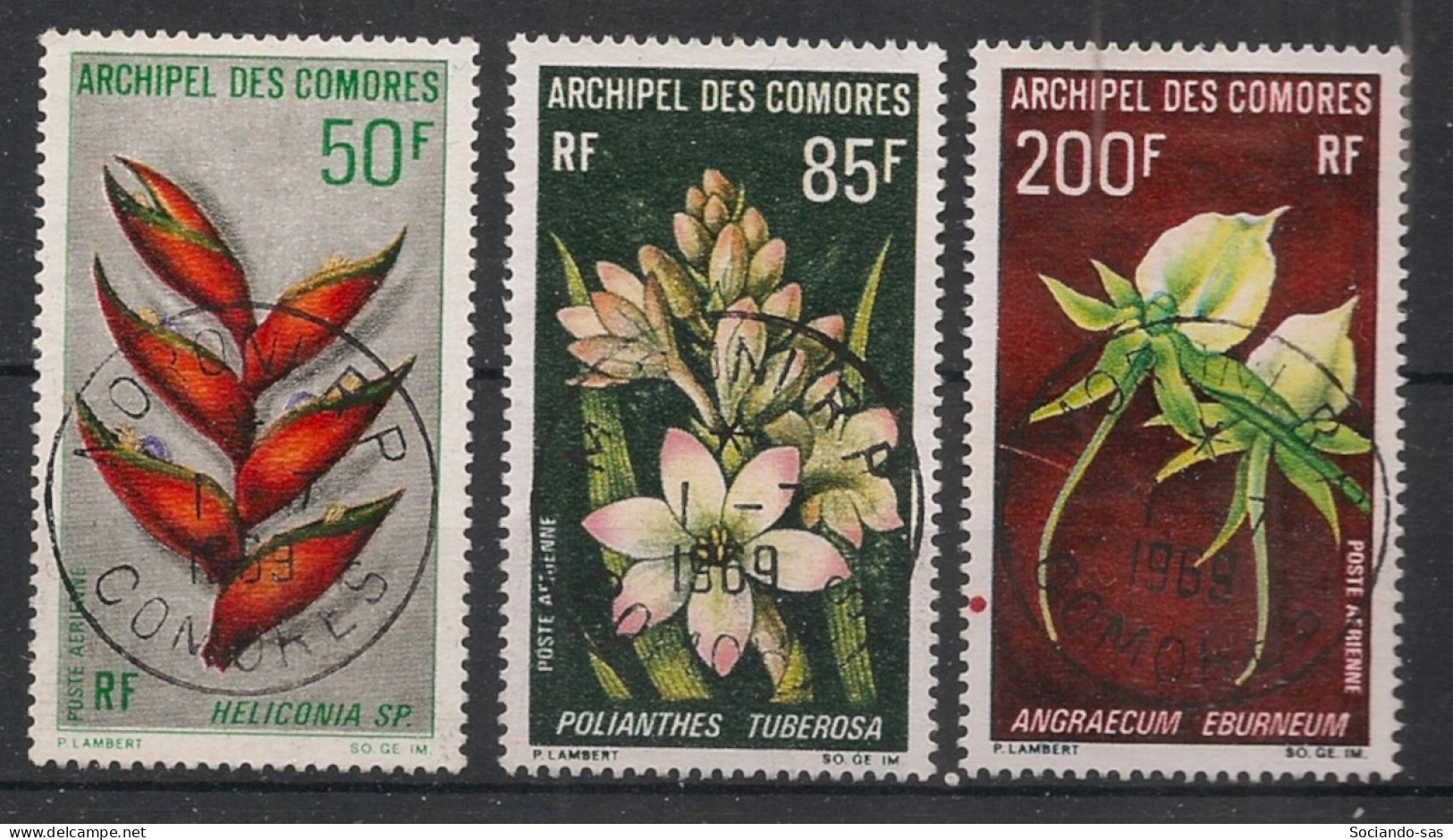 COMORES - 1969 - Poste Aérienne PA N°YT. 26 à 28 - Fleurs - Oblitéré / Used - Usati