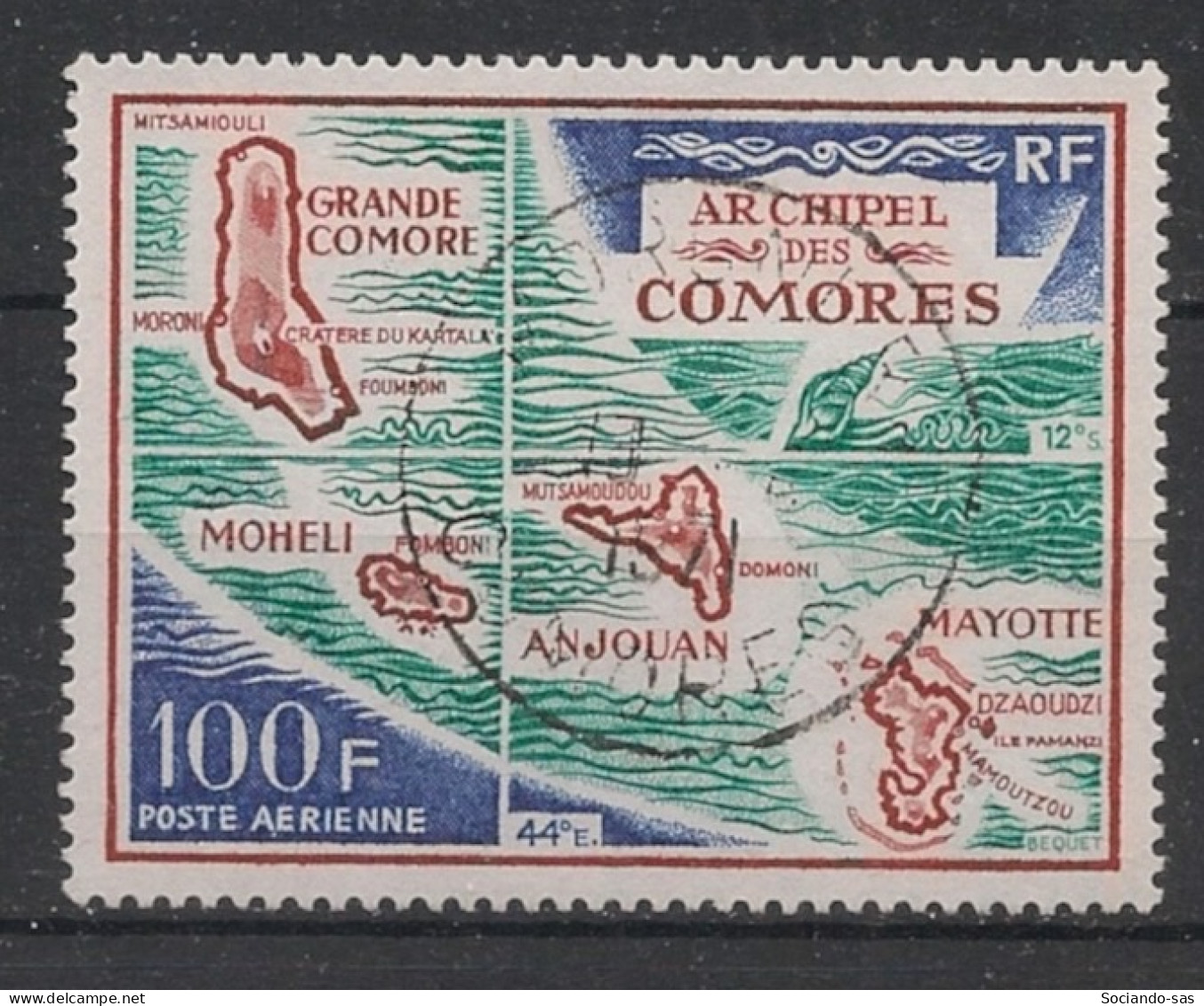 COMORES - 1971 - Poste Aérienne PA N°YT. 36 - Carte De L'Archipel - Oblitéré / Used - Oblitérés