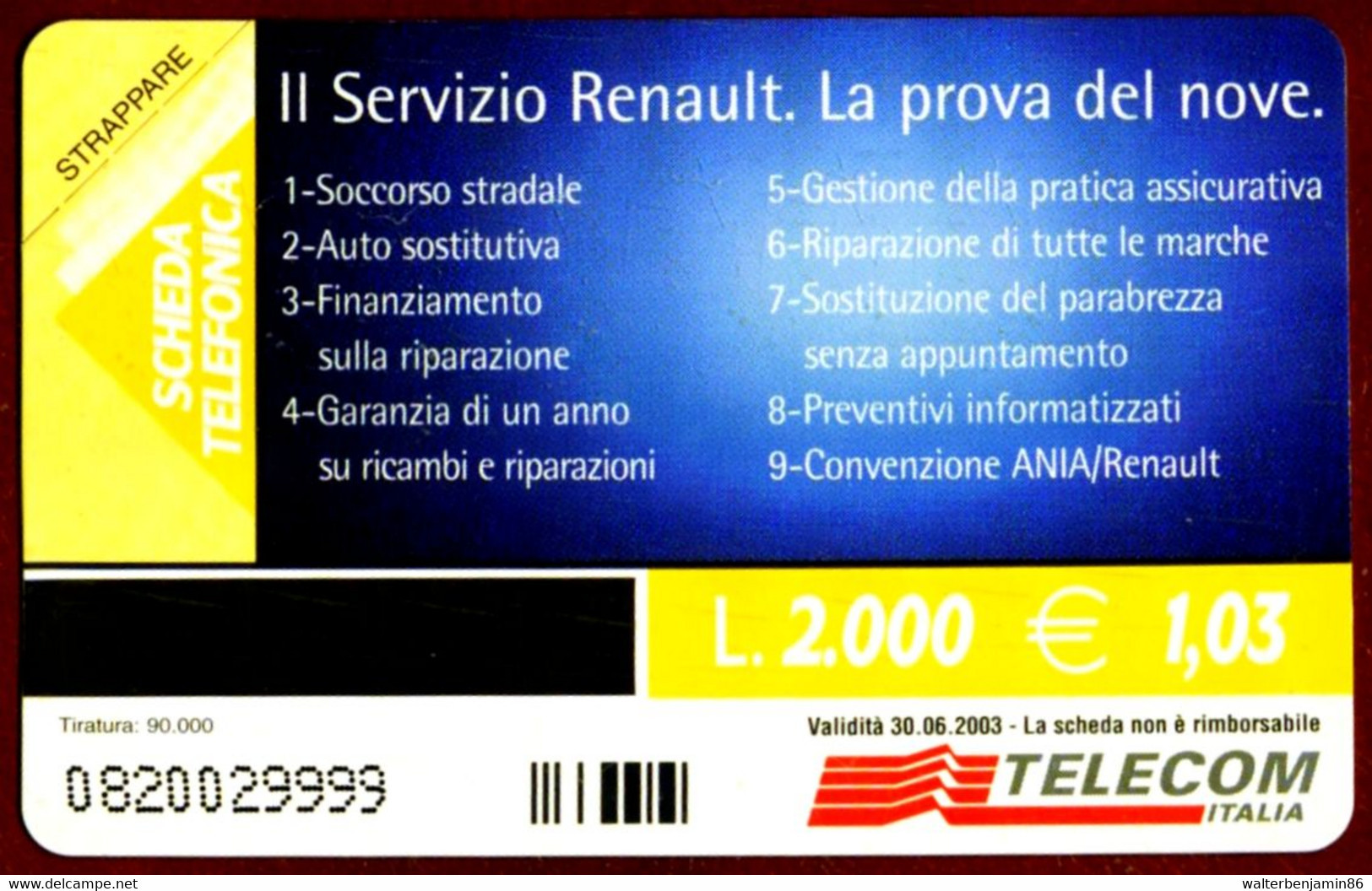 G 1345 C&C 3475 SCHEDA TELEFONICA NUOVA MAGNETIZZATA RENAULT SERENITA' - Openbaar Speciaal Over Herdenking