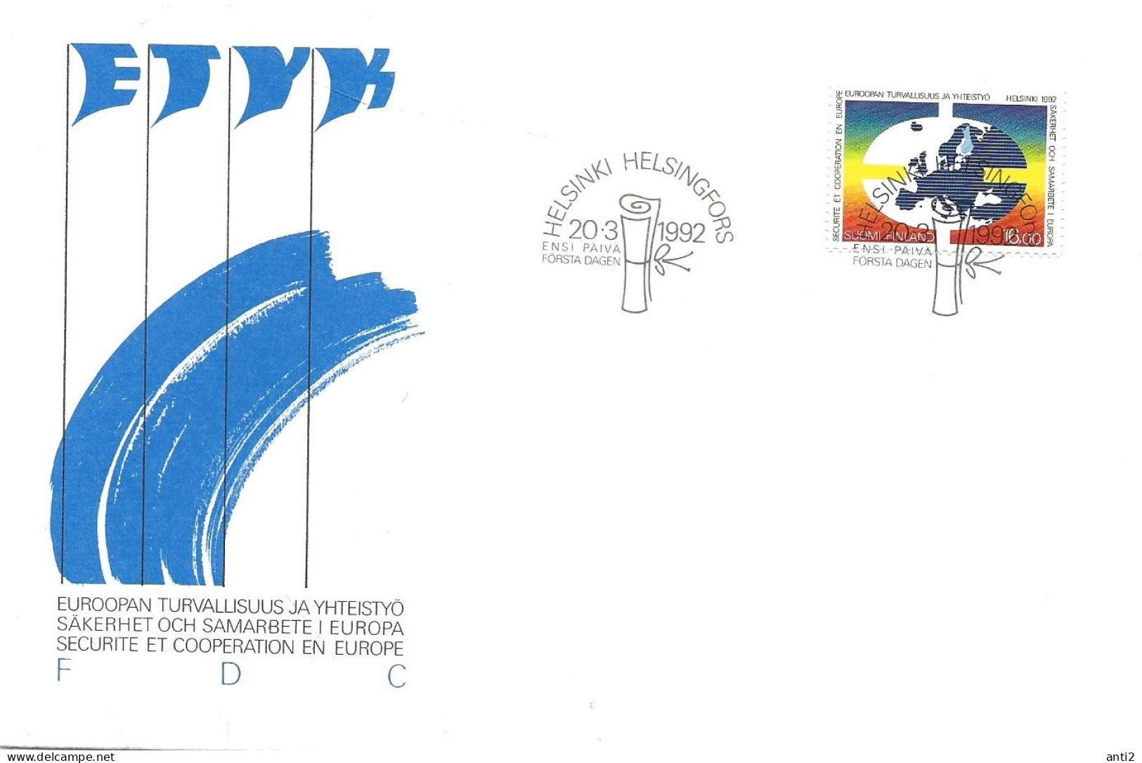 Finland   1992  Conference On Security And Co-Operation In Europe (CSCE), Helsinki   Mi 1166  FDC - Lettres & Documents