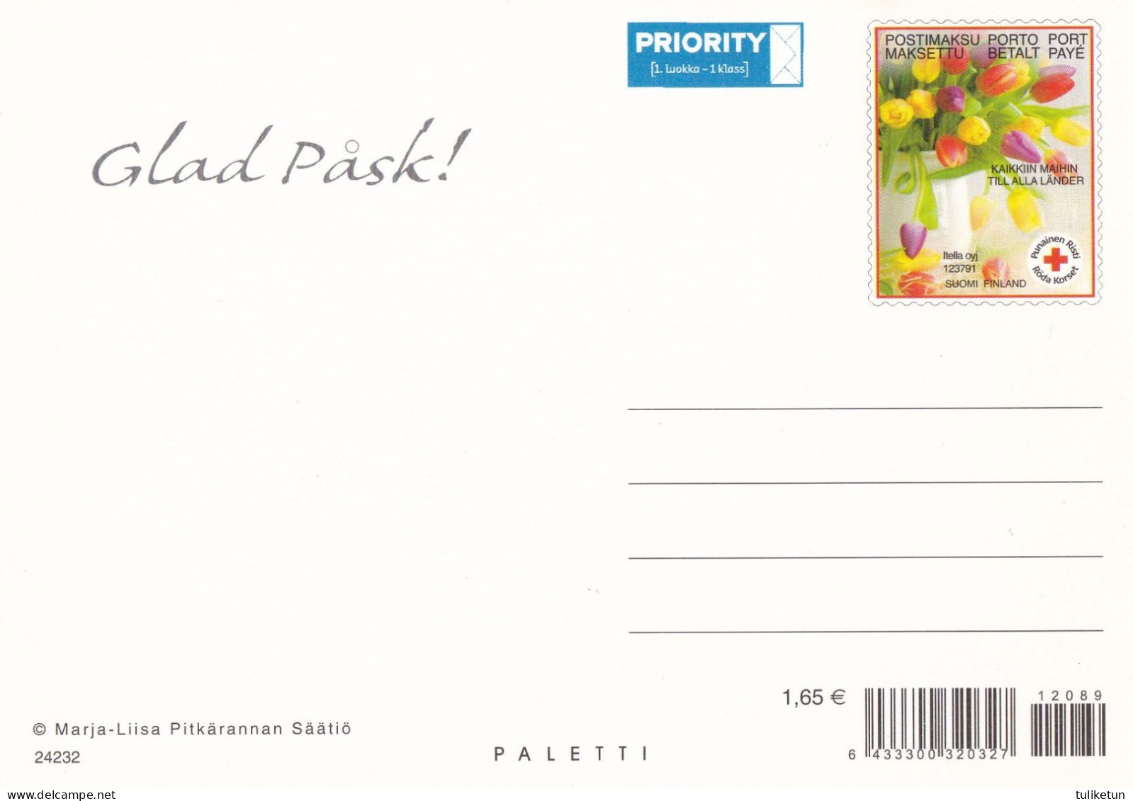 Postal Stationery - Easter Flowers - Chicks - Willows - Red Cross - Suomi Finland - Postage Paid - Pitkäranta - Enteros Postales