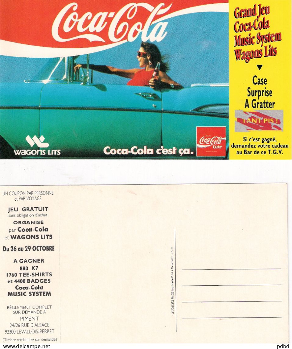 SNCF 02 . Publicité . Jeu . Carte . Coca Cola . Wagons Lits . - Railway