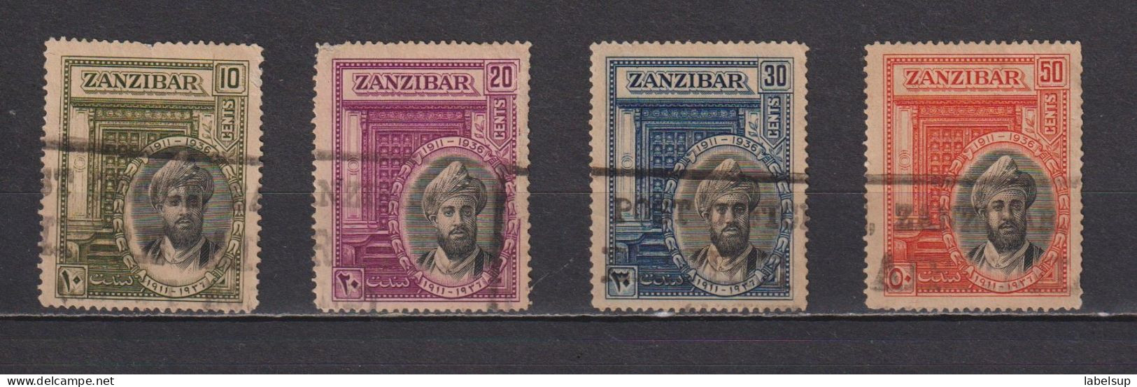 Lot De Timbres Oblitérés De Zanzibar De 1936 YT 191 à 194 MI 190 à 193 - Zanzibar (...-1963)