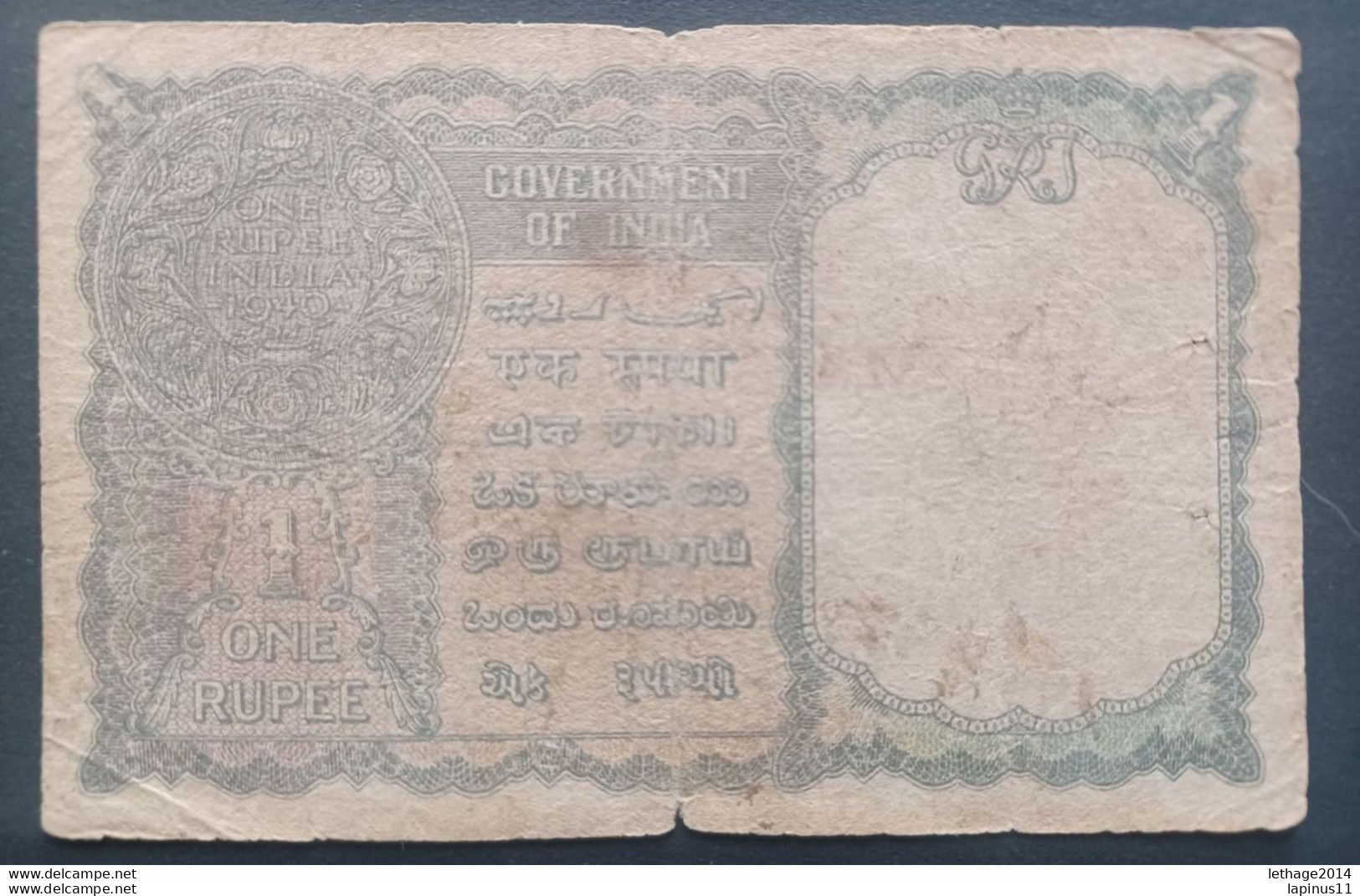 BANKNOTE INDIA 1 RUPEE 1940 KING GEORGE VI CIRCULATED - Indien