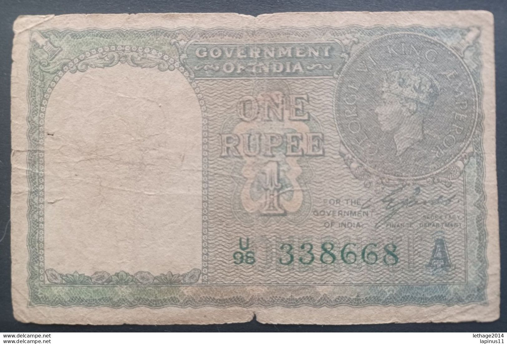 BANKNOTE INDIA 1 RUPEE 1940 KING GEORGE VI CIRCULATED - India