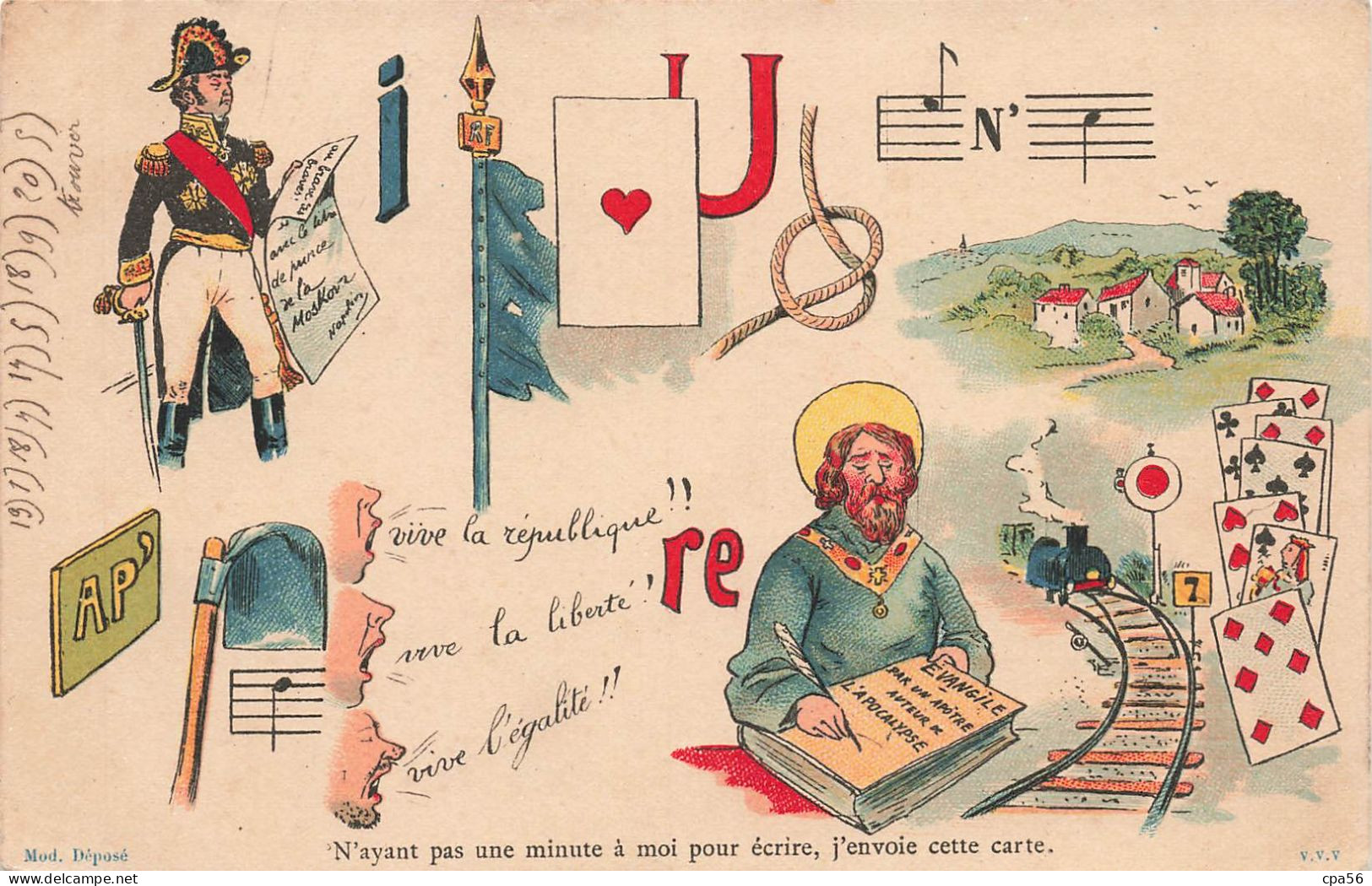 Jeu ANAGRAMME - Carte 1900 Illustrée V.V.V. - Un Lot De 3 Cartes - Otros & Sin Clasificación