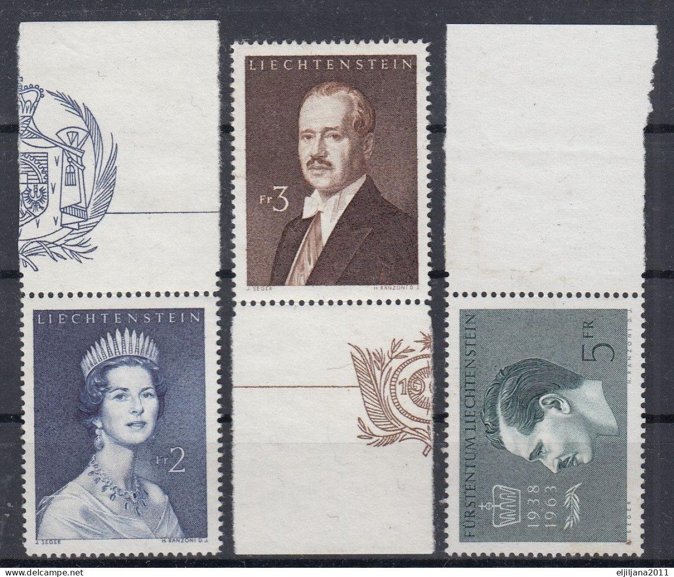 ⁕ Liechtenstein 1960 - 1963 ⁕ Princely Fürstenpaar Mi.402-403 & Regierungsjubiläum Des Fürsten Mi.427 ⁕ 3v Unused NO GUM - Neufs