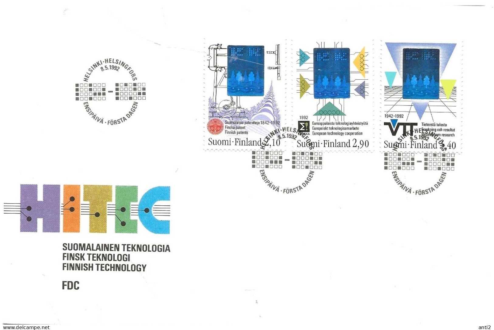 Finland   1992 Technology Mi 1175-1177  FDC - Cartas & Documentos