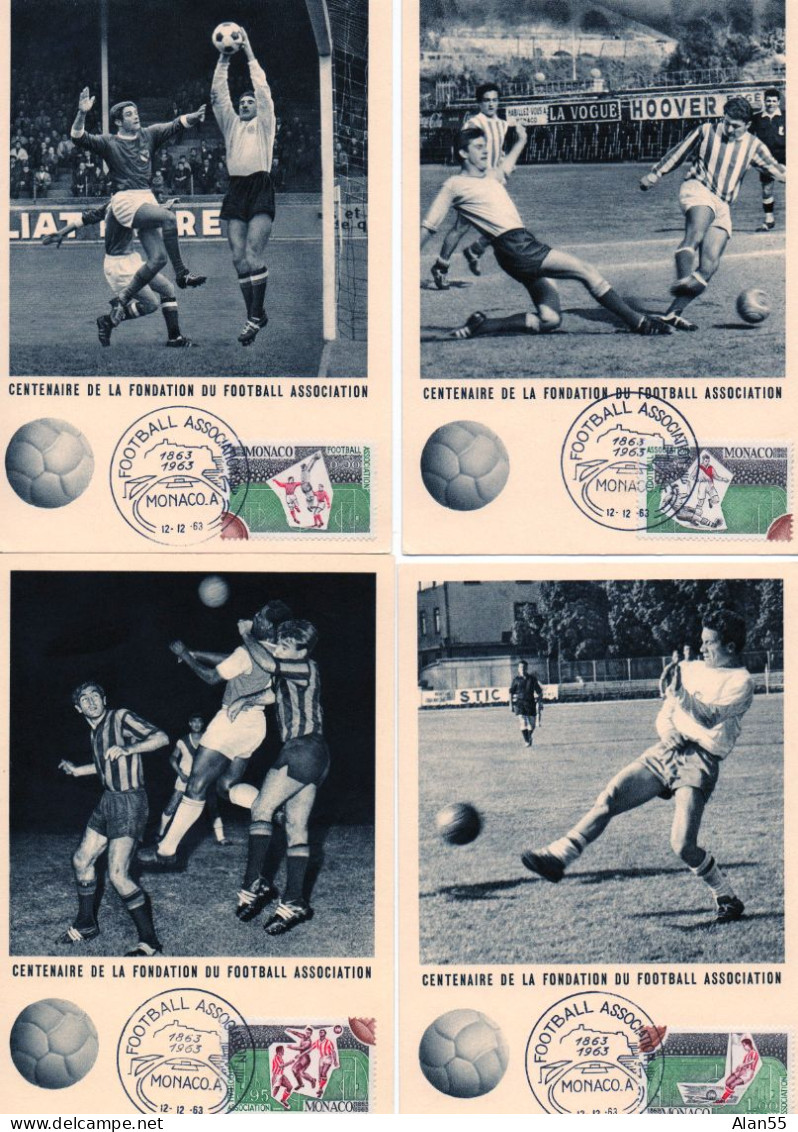 MONACO.1963. RARE  "CENTENAIRE DU FOOTBALL". SERIE DE 12  CARTES "MAXIMUM.1er CHOIX. - Storia Postale