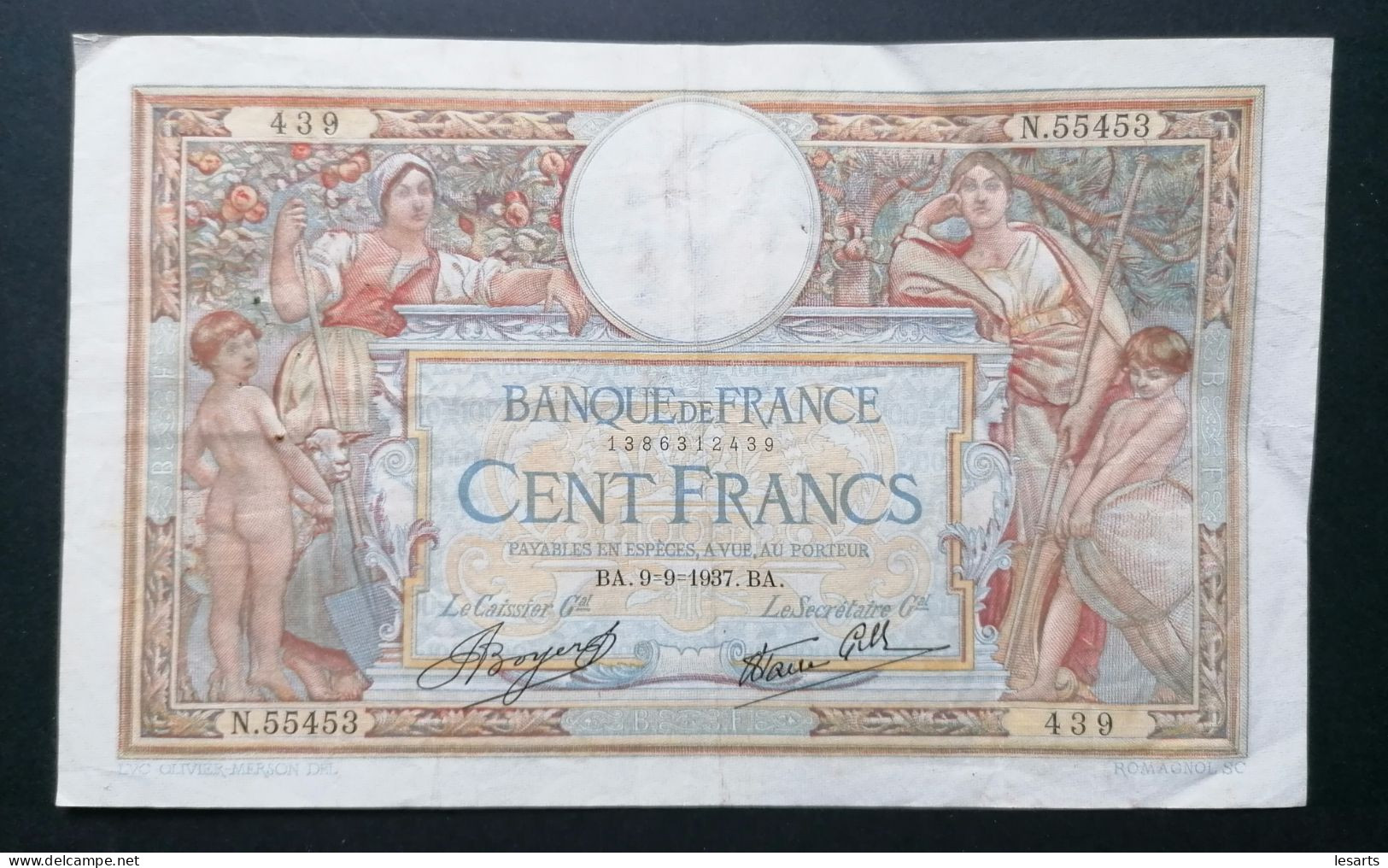 100 Francs. Merson. 9-9-1937.Fay 25.01. Date Plus Rare. - 100 F 1908-1939 ''Luc Olivier Merson''