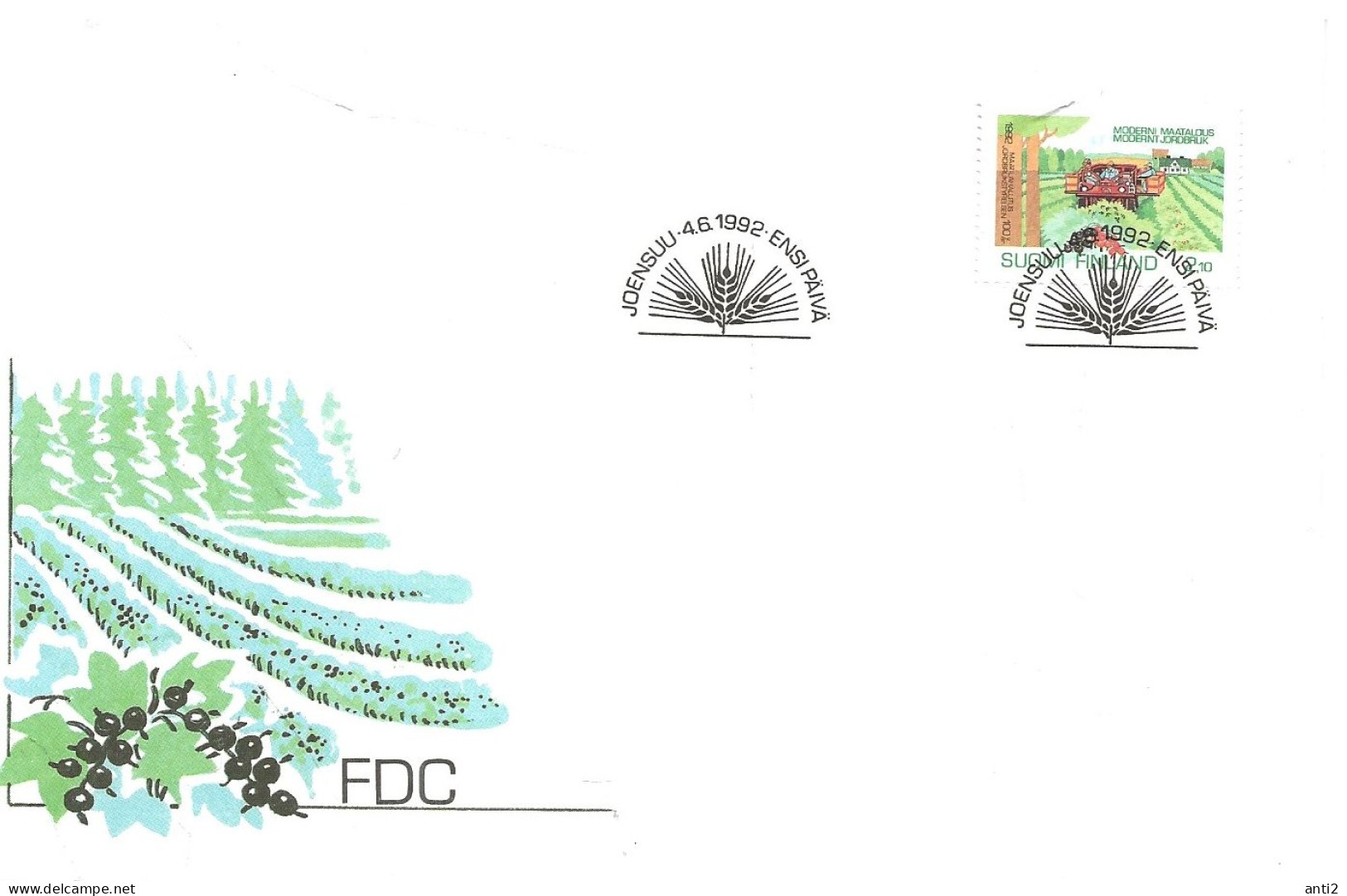 Finland   1992  Centenary Of The Central Office For Agriculture, Mechanical Berry Picking  Mi 1180  FDC - Lettres & Documents