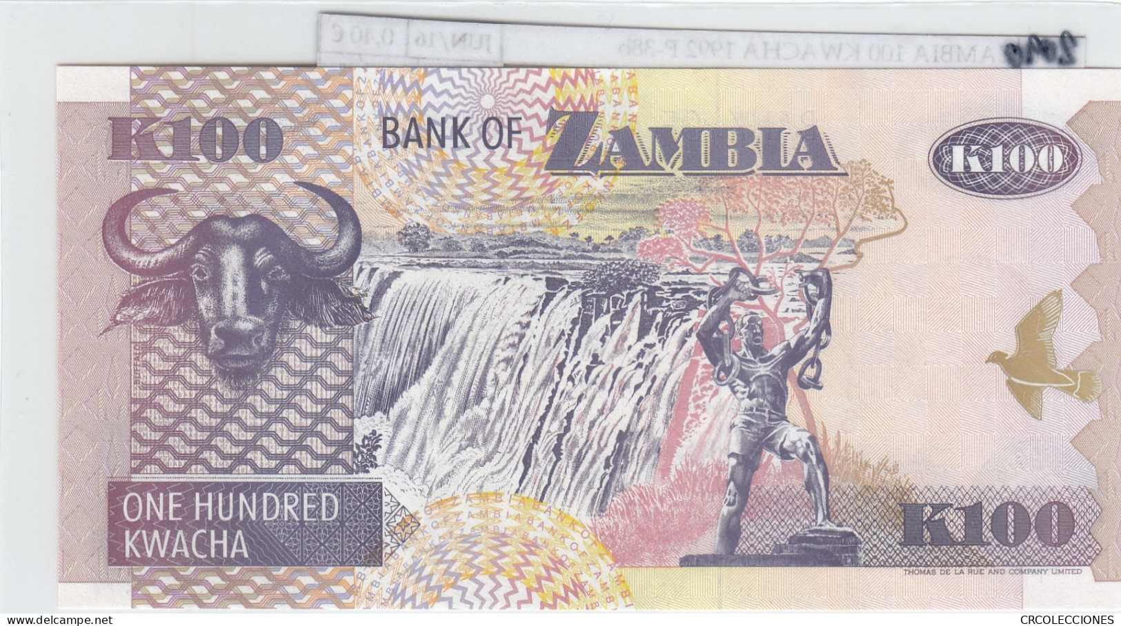 BILLETE ZAMBIA 100 KWACHA 1992 P-38b SIN CIRCULAR - Autres - Afrique