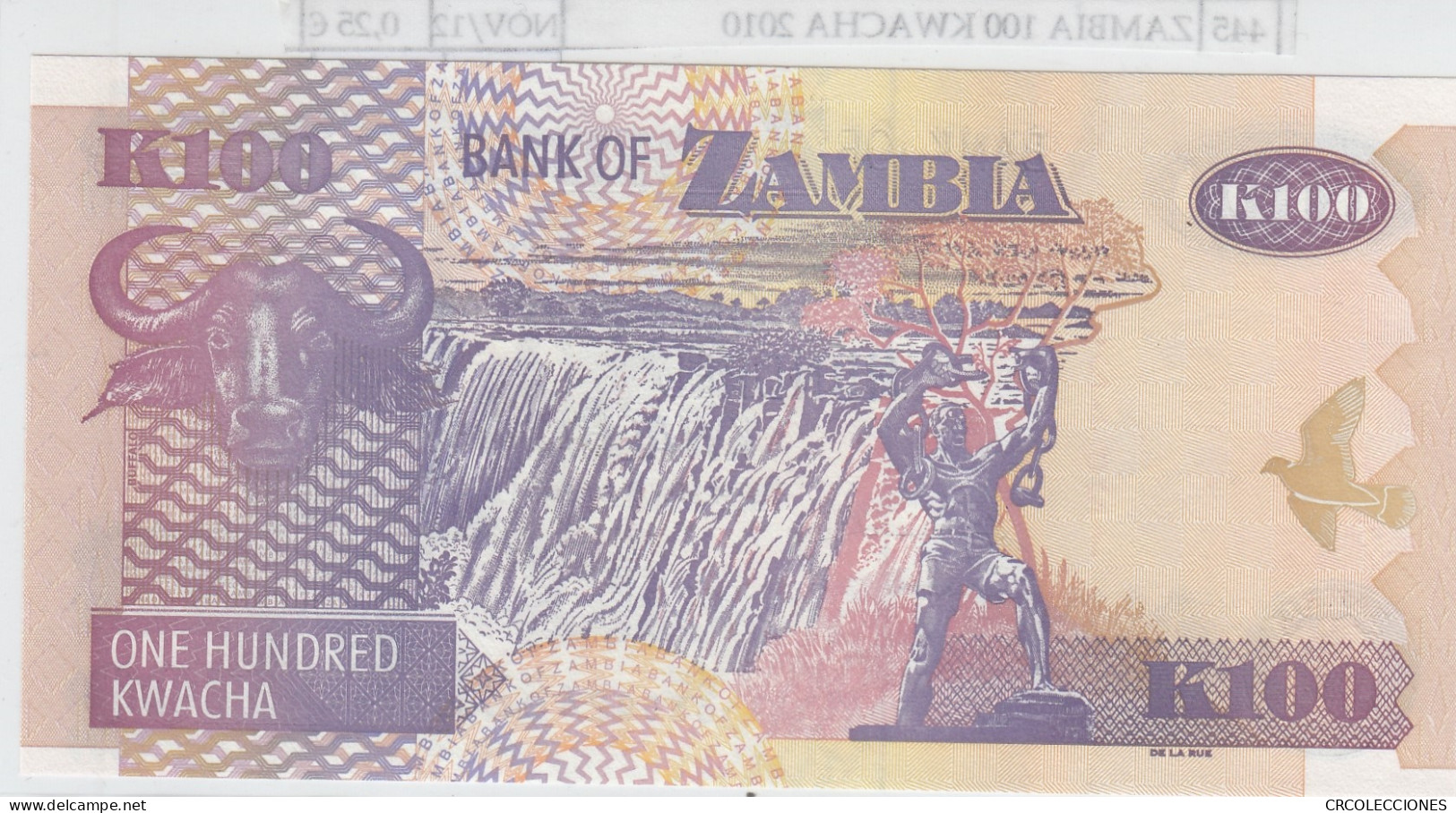 BILLETE ZAMBIA 100 KWACHA 2010 P-38i SIN CIRCULAR - Sonstige – Afrika