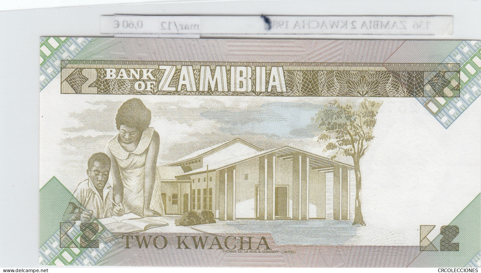 BILLETE ZAMBIA 2 KWACHA 1986 P-24c.2 SIN CIRCULAR - Sonstige – Afrika