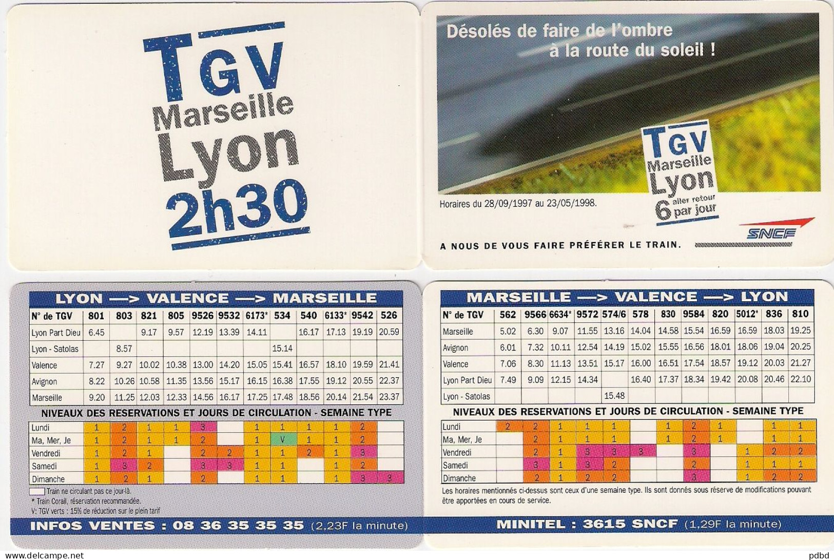 SNCF 07 . Horaires Des TGV Hiver 1997 . Calendrier . Dépliant Horizontal . - Ferrocarril