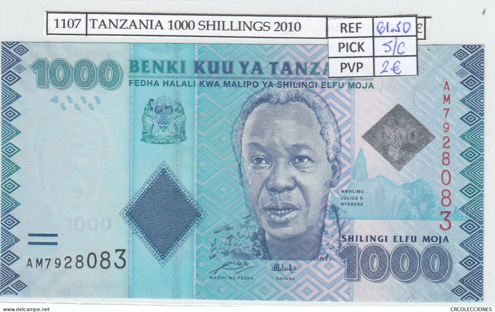 BILLETE TANZANIA 1.000 SHILLINGS 2010 P-41a SIN CIRCULAR - Other - Africa