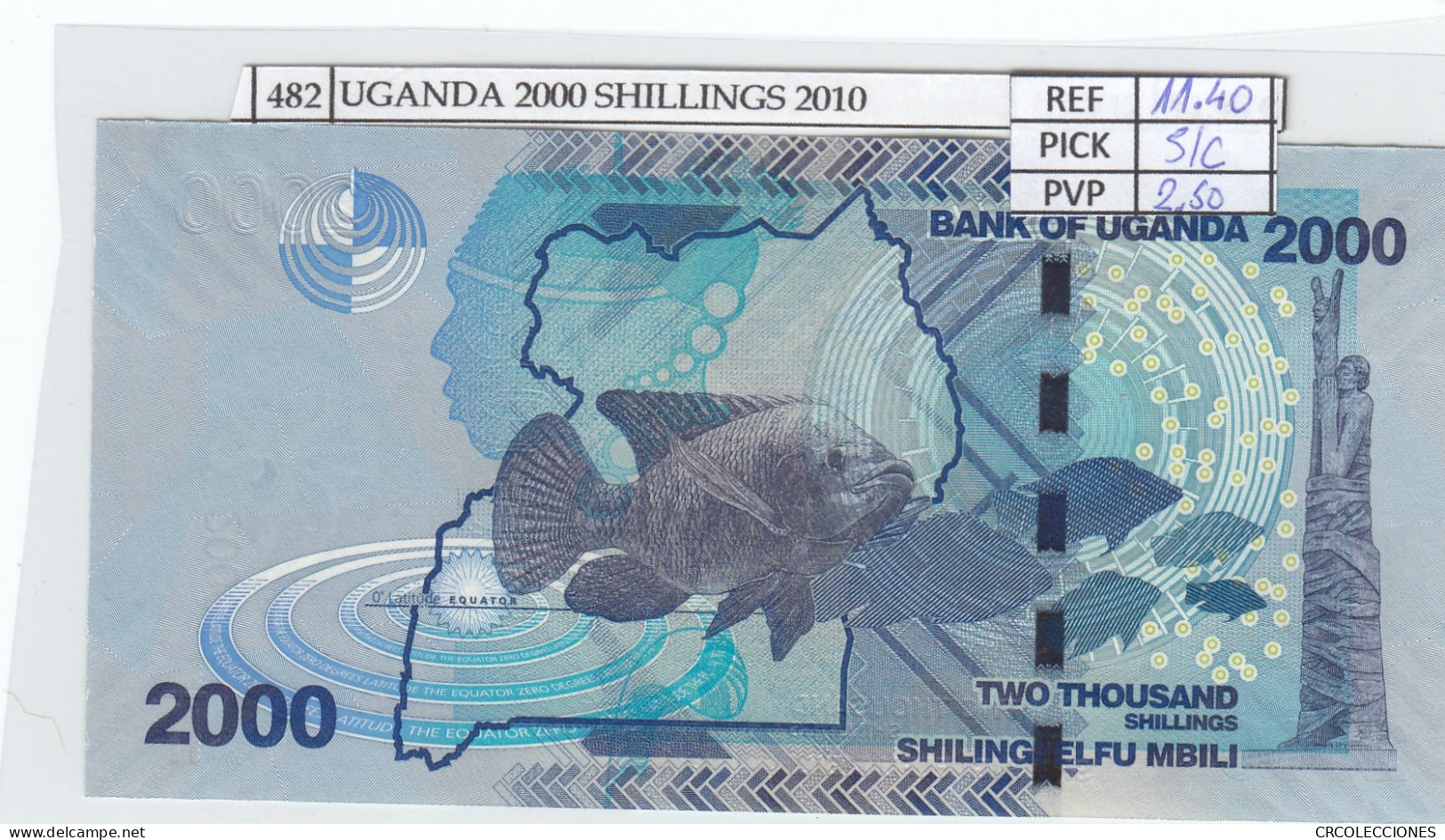 BILLETE UGANDA 2000 SHILLINGS 2010 P-50a SIN CIRCULAR - Otros – Africa