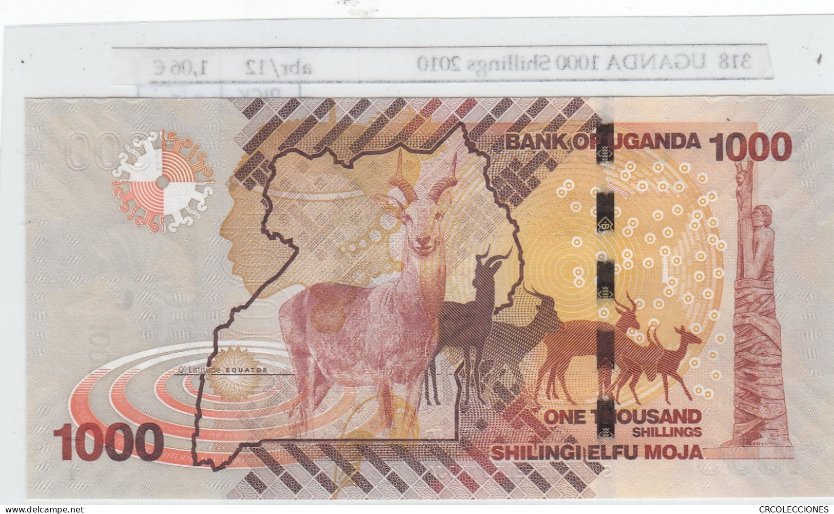 BILLETE UGANDA 1.000 SHILLINGS 2010 P-49a SIN CIRCULAR - Andere - Afrika