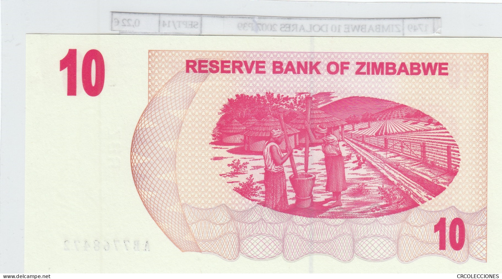 BILLETE ZIMBABWE 10 DOLARES 2006 (07) P-39 SIN CIRCULAR - Andere - Afrika