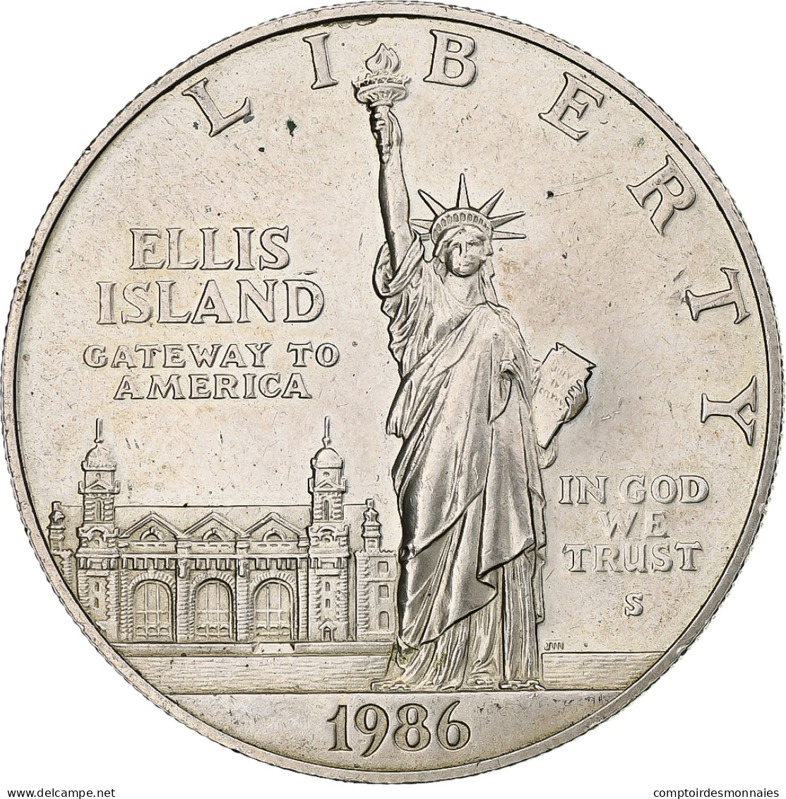 États-Unis, Dollar, Liberty - Ellis Island, 1986, San Francisco, Argent, SUP - Commemorative