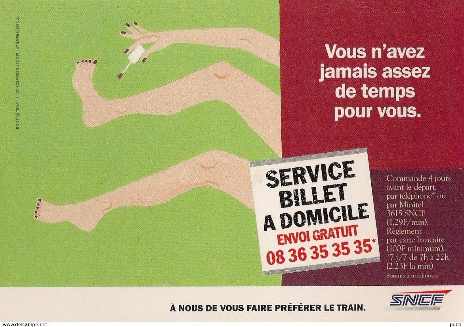 SNCF 11  . CPM . Publicité . Service Billet à Domicile . - Railway