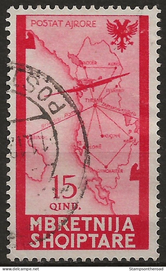 OIALPA6U -1940 Occupazione Italiana ALBANIA, Sass. Nr. 6, Francobollo Usato Per Posta °/ P.A. - Albanie