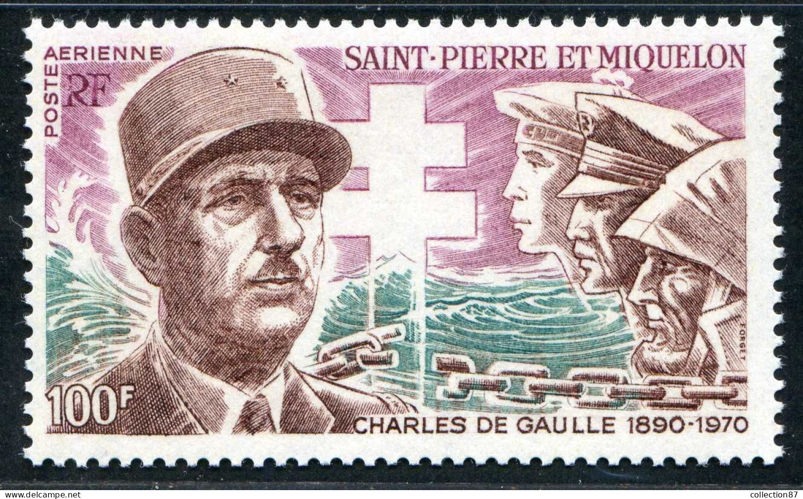 REF 086 > SAINT PIERRE Et MIQUELON < PA N° 53 * * Neuf Luxe Voir Dos - MNH * * < SPM Poste Aérienne - Général De Gaulle - Ungebraucht