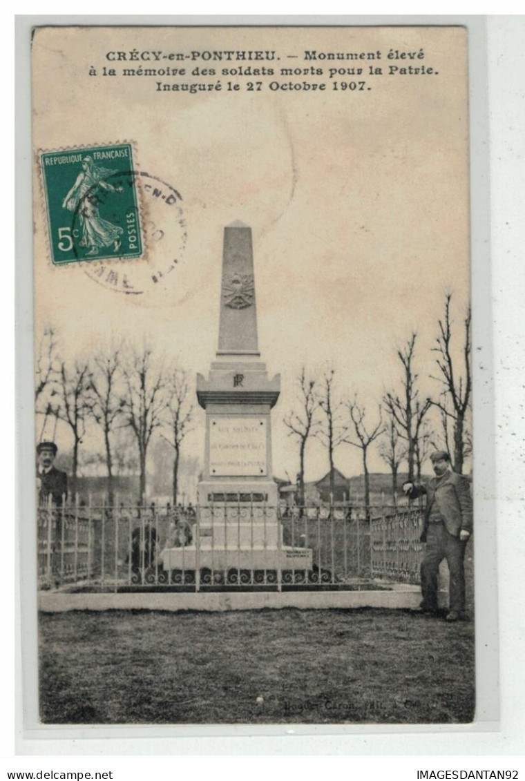 80 CRECY EN PONTHIEU #14843 MONUMENT ELEVE A LA MEMOIRE DES SOLDATS INAUGURE LE 27 OCTOBRE 1907 - Crecy En Ponthieu