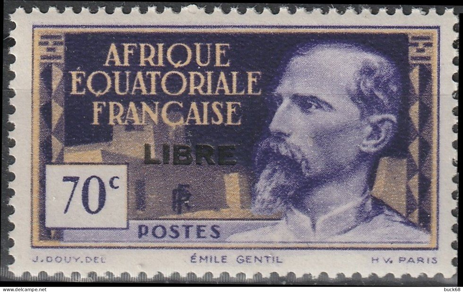 AEF 111 ** MNH Gouverneur Emile GENTIL + Surcharge FRANCE LIBRE Afrique Equatoriale Française A.E.F. 1940 - Neufs