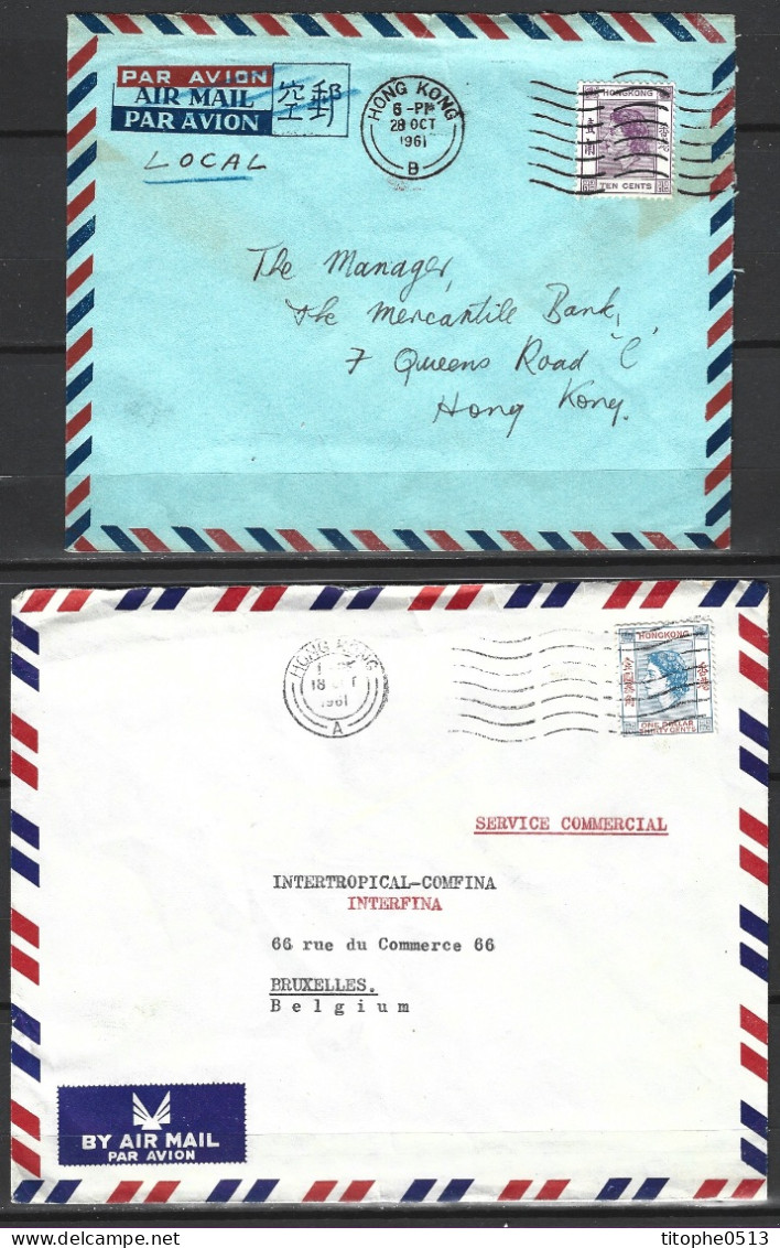 HONG KONG. 4 Enveloppes Ayant Circulé. Elizabeth II Selon Type De 1954-60. - Brieven En Documenten
