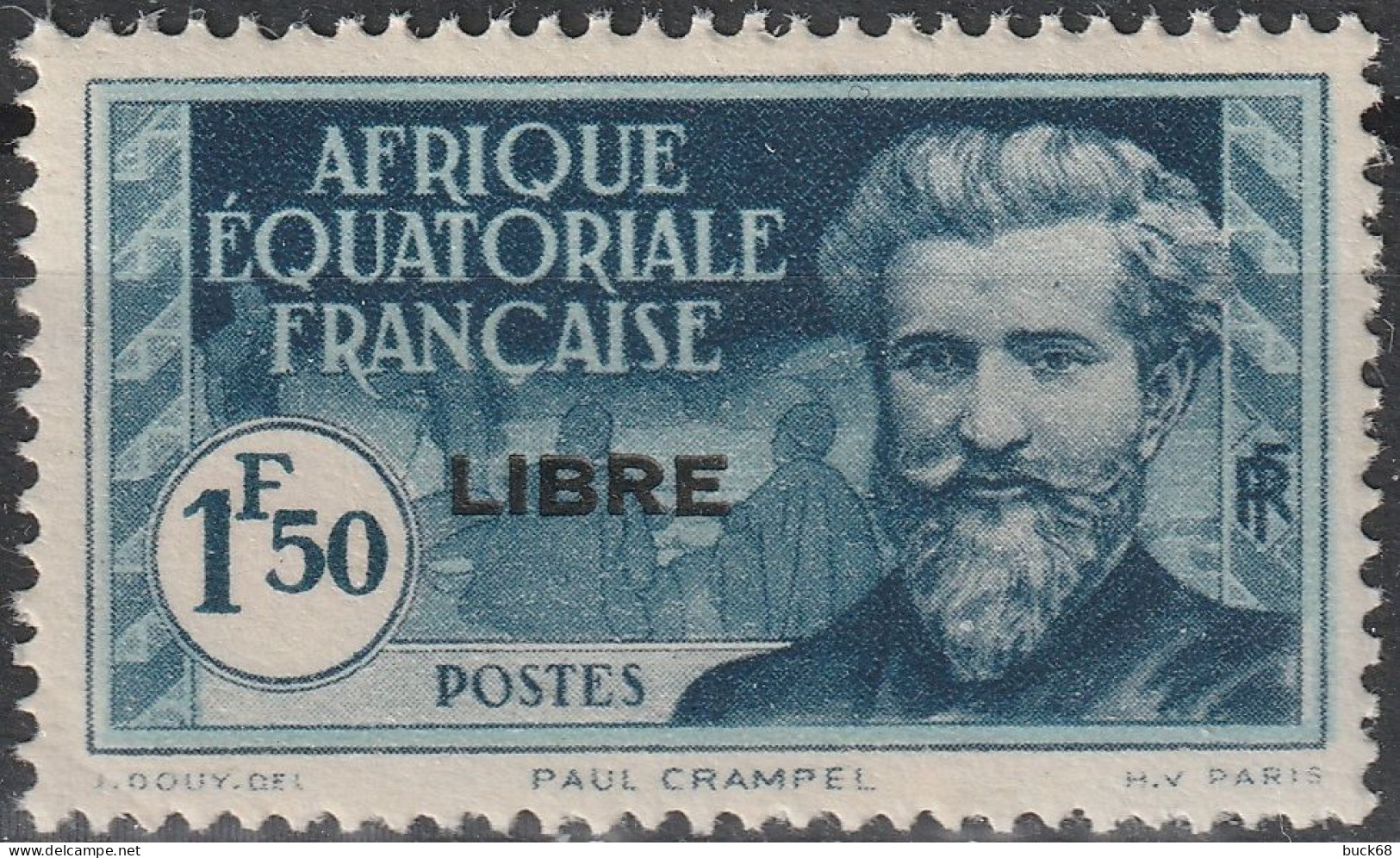 AEF 118 ** MNH Explorateur Paul CRAMPEL + Surcharge FRANCE LIBRE Afrique Equatoriale Française A.E.F. 1940 - Neufs