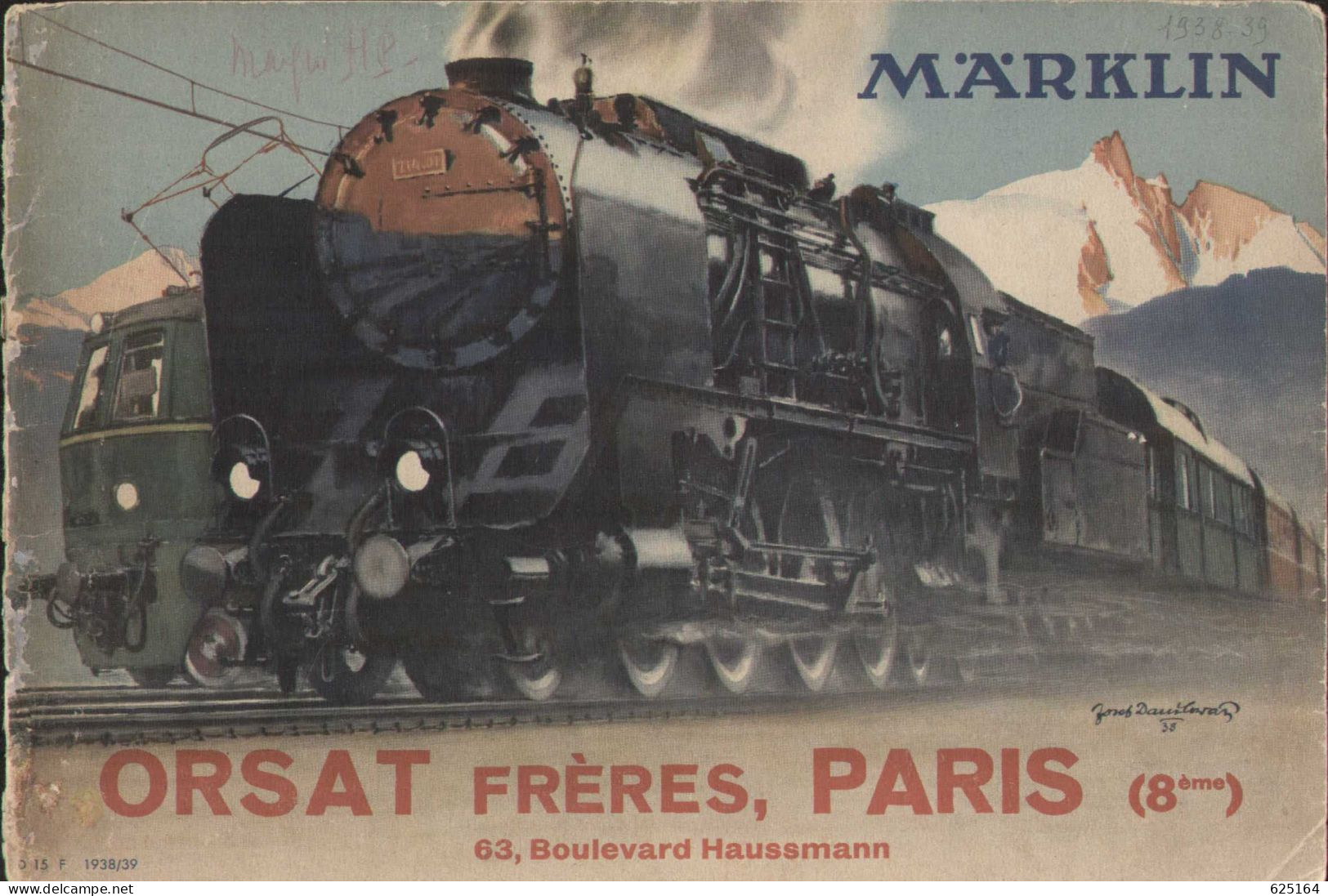 Catalogue Märklin 1938/39 Trains électriques Et Mécaniques écart. 00  Et 0 - Machines à Vapeur - Automobiles - Canons - Francés