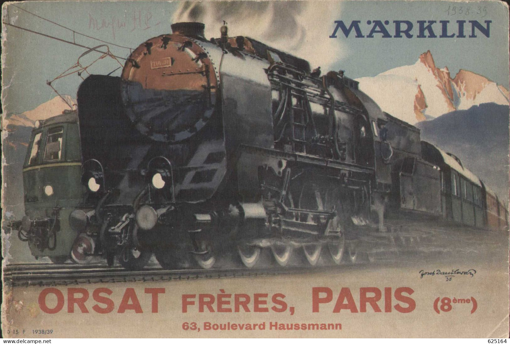 Catalogue Märklin 1938/39 Trains électriques Et Mécaniques écart. 00  Et 0 - Machines à Vapeur - Automobiles - Canons - Français