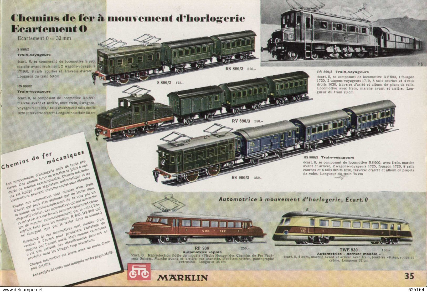 catalogue Märklin 1938/39 Trains électriques et mécaniques écart. 00  et 0 - Machines à vapeur - Automobiles - Canons