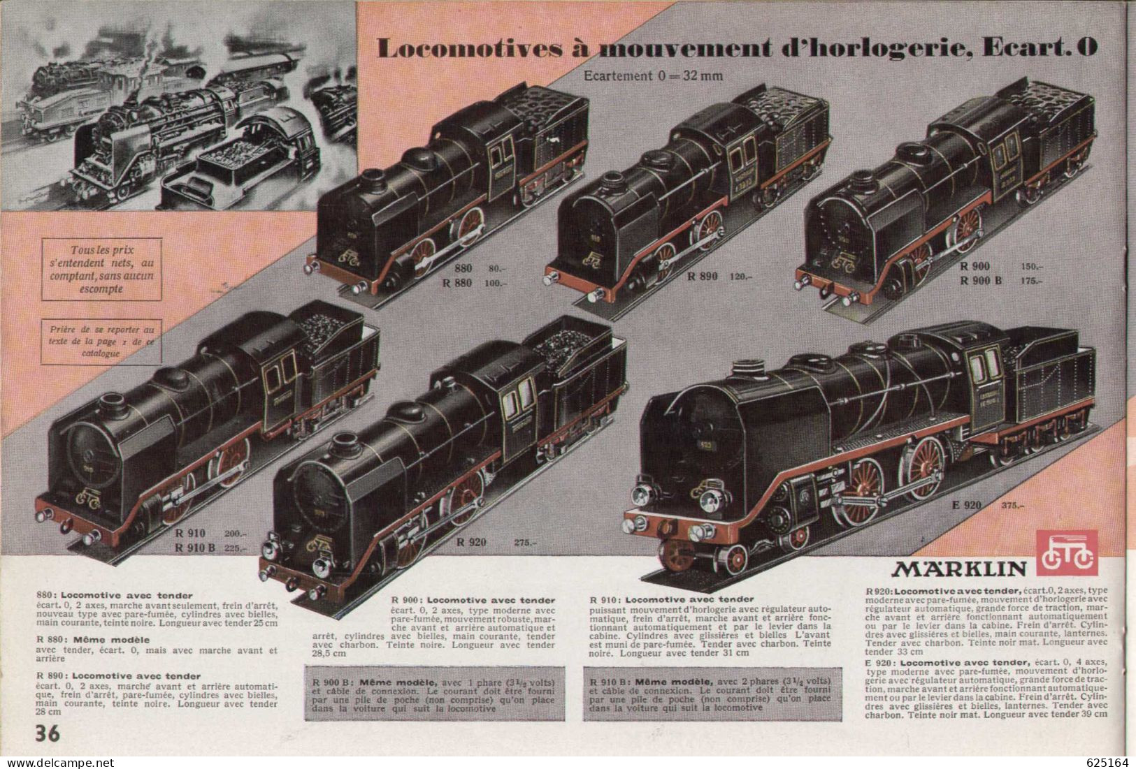 catalogue Märklin 1938/39 Trains électriques et mécaniques écart. 00  et 0 - Machines à vapeur - Automobiles - Canons