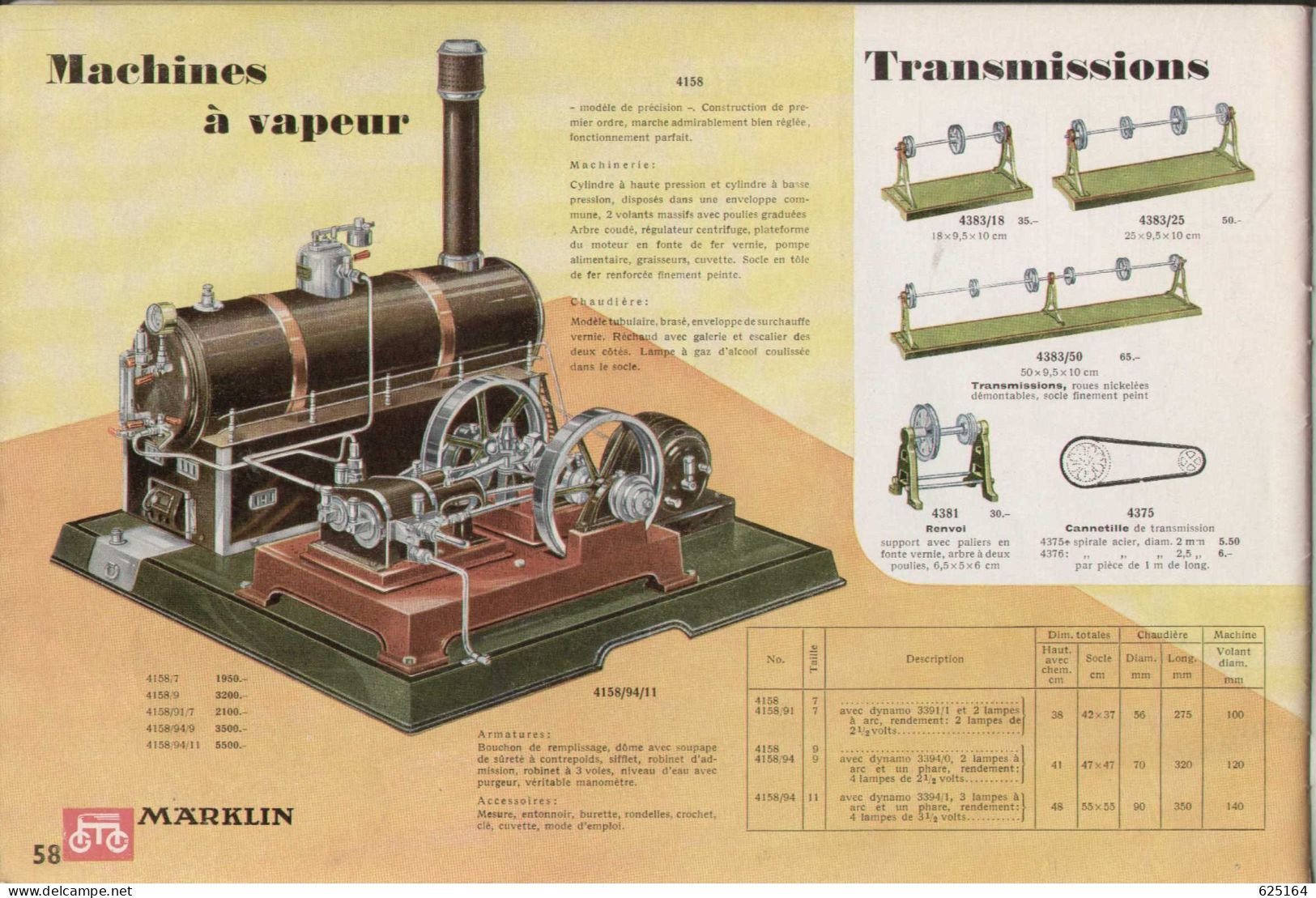 catalogue Märklin 1938/39 Trains électriques et mécaniques écart. 00  et 0 - Machines à vapeur - Automobiles - Canons