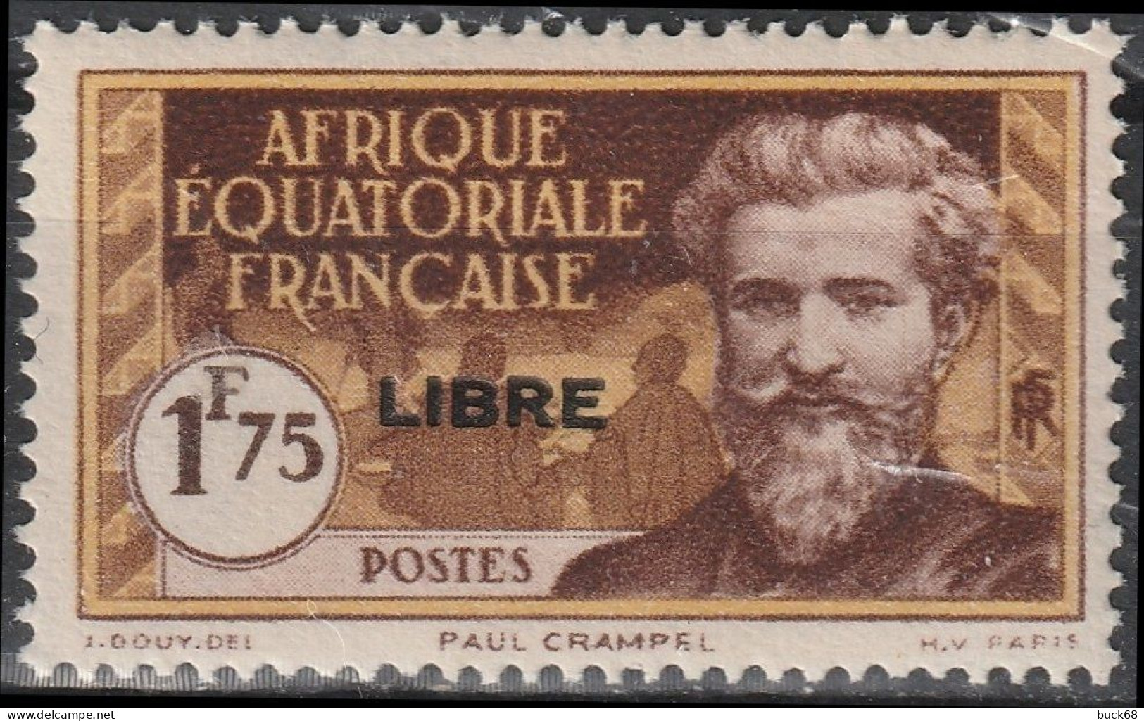 AEF 120 ** MNH Explorateur Paul CRAMPEL + Surcharge FRANCE LIBRE Afrique Equatoriale Française A.E.F. 1940 - Neufs