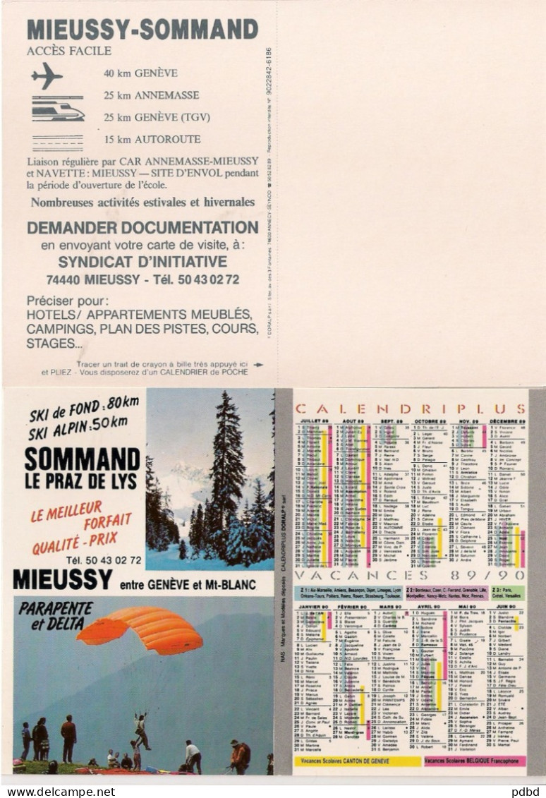 SNCF 15 . CPM . Calendrier 89 90  Vacances . Ski . Sommand . Le Praz De Lys . Mieussy . - Railway