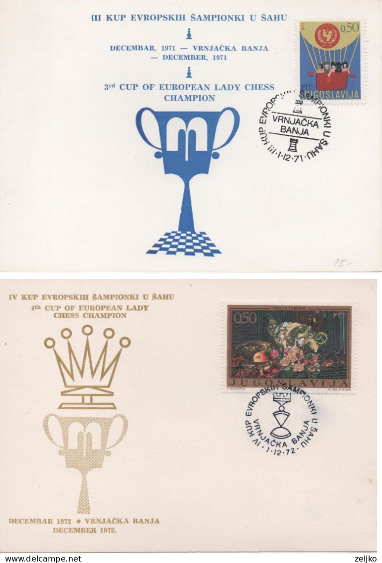 Yugoslavia, Chess, 3rd And 4th Cup Of European Lady Champions, Vrnjacka Banja 1971, 1972 - Ajedrez