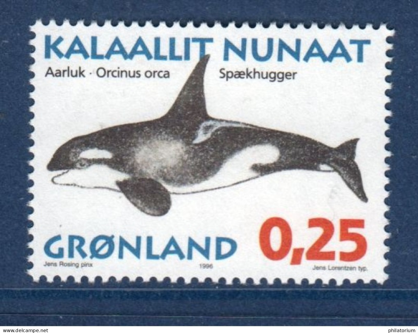 Groenland, **, Yv 266, Mi 287, SG 296, Orque Ou épaulard (Orcinus Orca), - Ballenas