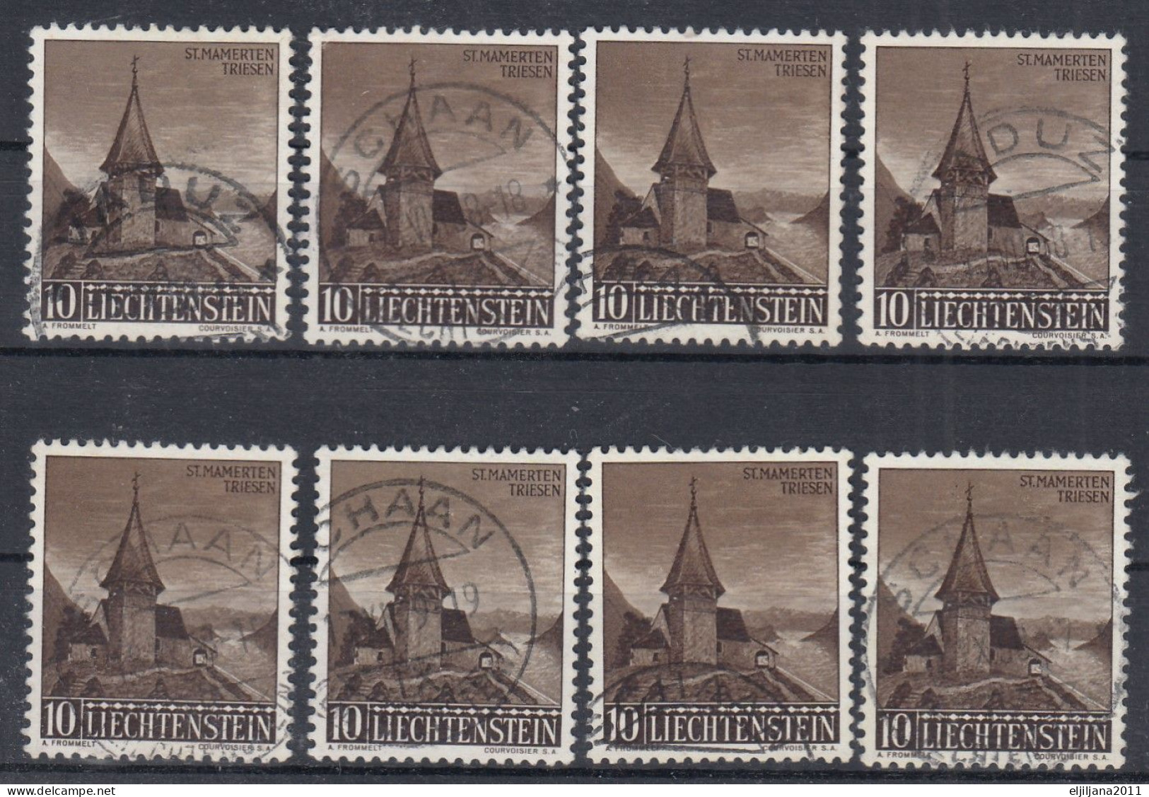 ⁕ Liechtenstein 1957 ⁕ Kapelle St. Mamerten Triesen Mi.362 ⁕ 8v Used - Usati