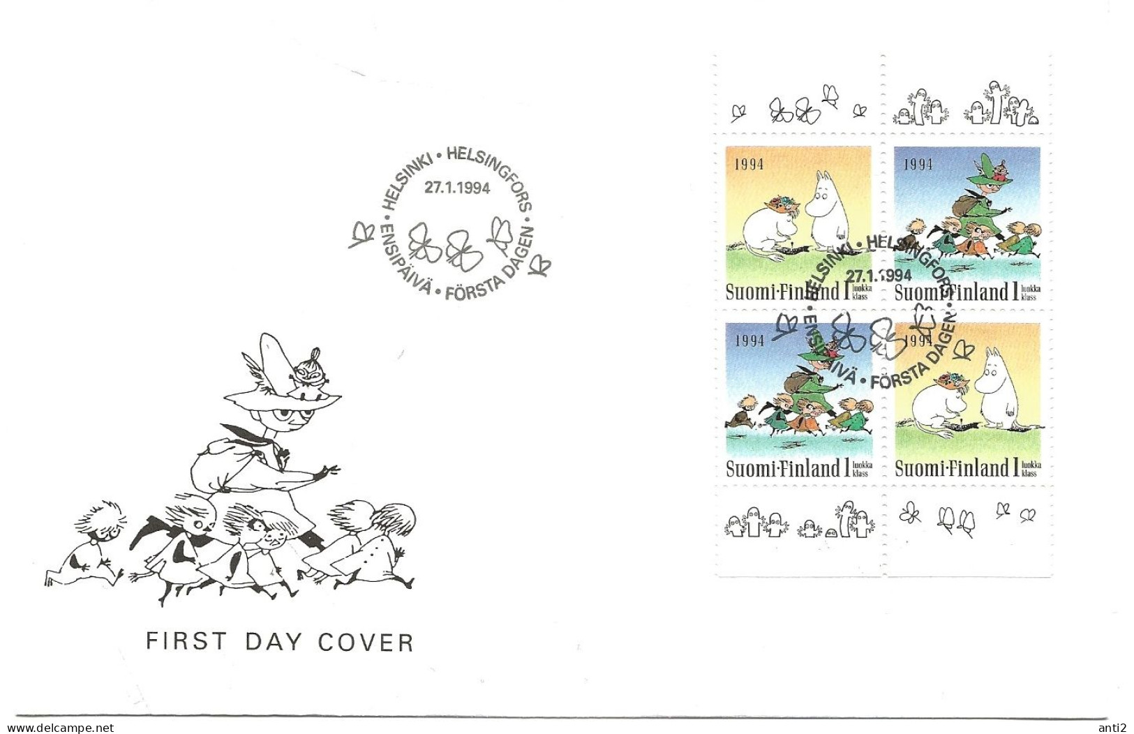 Finland   1994 The Moomins (II),  Drawings From Tove Jansson's Books (1914-2001), Illustrator And Author Mi 1240-41  FDC - Lettres & Documents