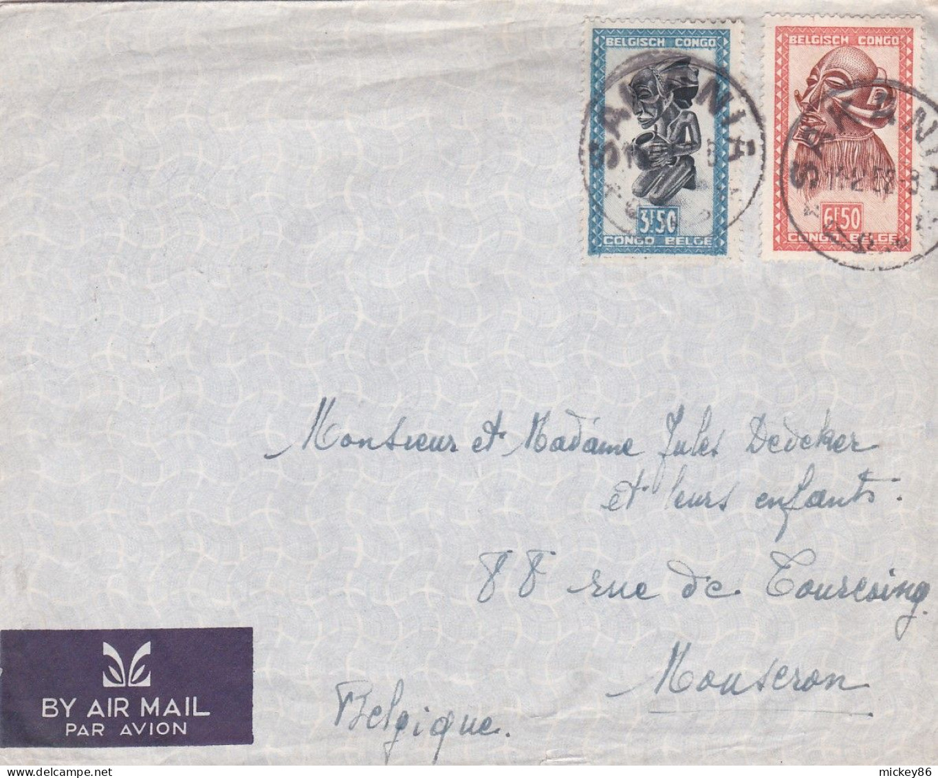 Congo Belge -1958--Lettre SAKANIA  Pour MOUSCRON (Belgique) .timbres Sur Lettre..beau Cachet.. Courrier Inclus - Brieven En Documenten