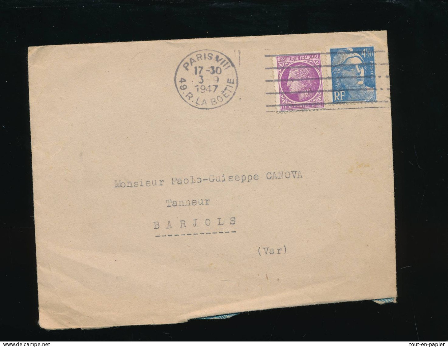 France 2 Tibres Oblitérés Ceres Et Marianne Paris 1947 - Used Stamps