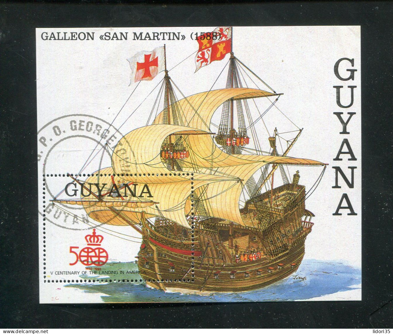 "GUYANA" 1992, Block 162 "Schiff Der Flotte Von Kolumbus" Gestempelt (L0142) - Guyane (1966-...)