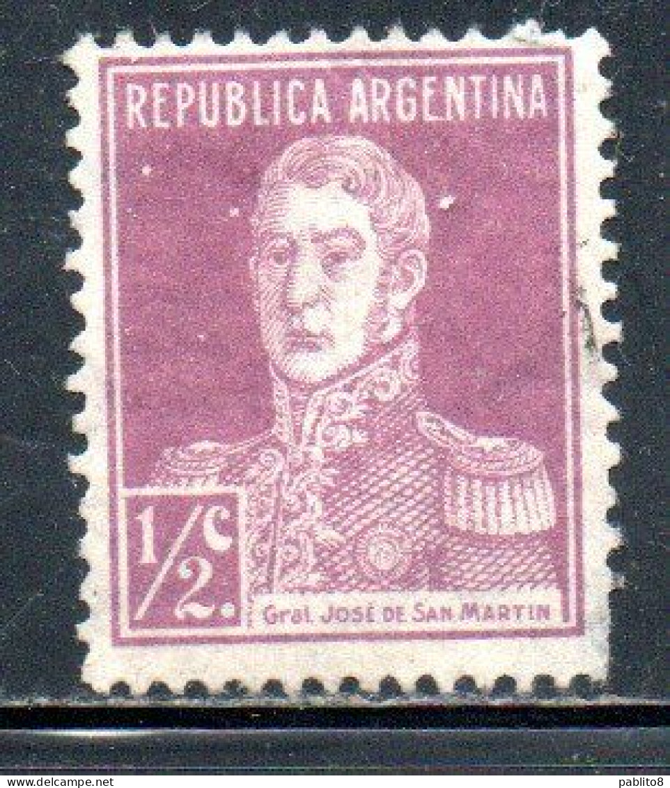 ARGENTINA 1923 JOSE DE SAN MARTIN 1/2c USED USADO OBLITERE' - Used Stamps