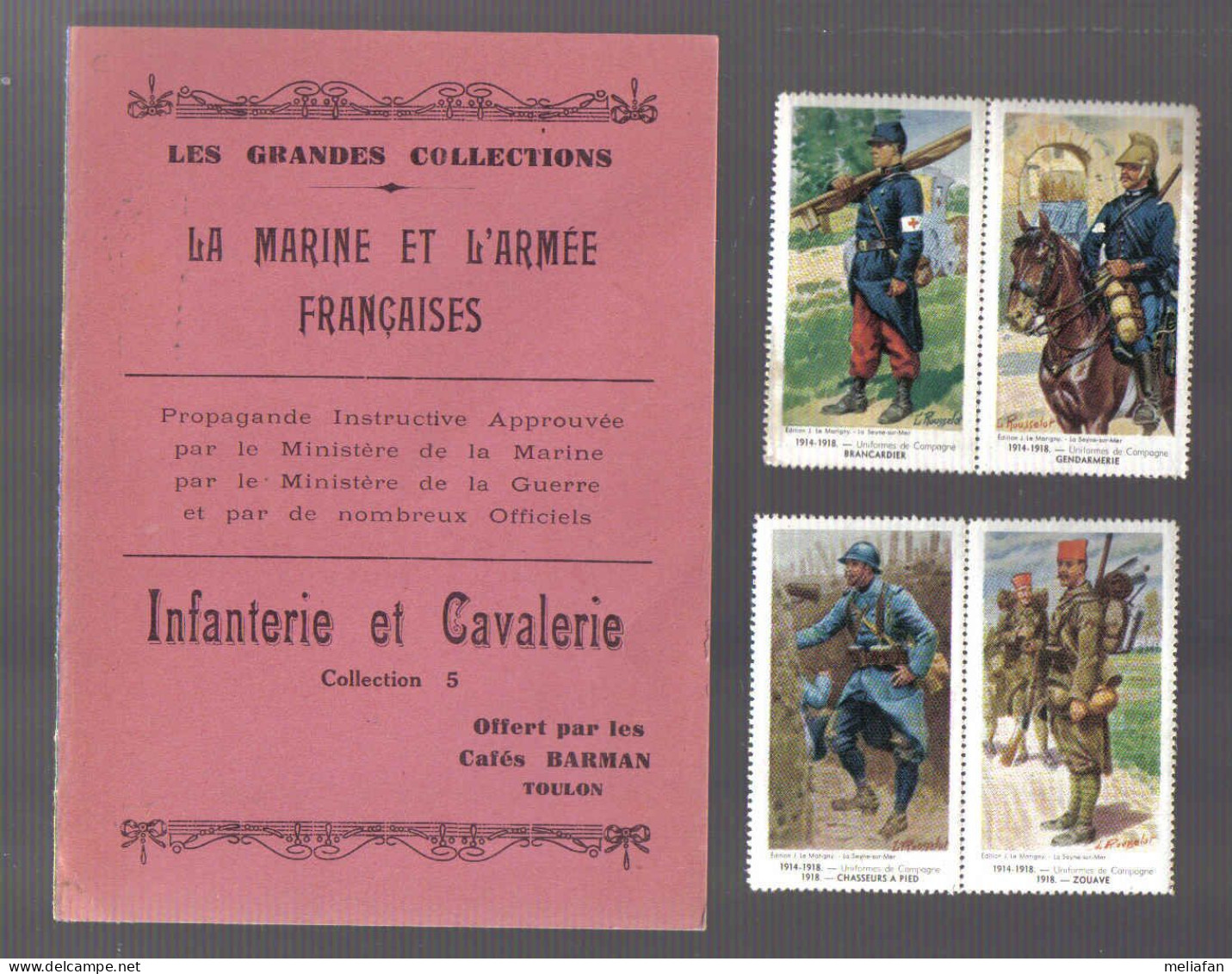 GF467 - VIGNETTES CAFES BARMAN TOULON - INFANTERIE ET CAVALERIE FRANCAISE - Military Heritage