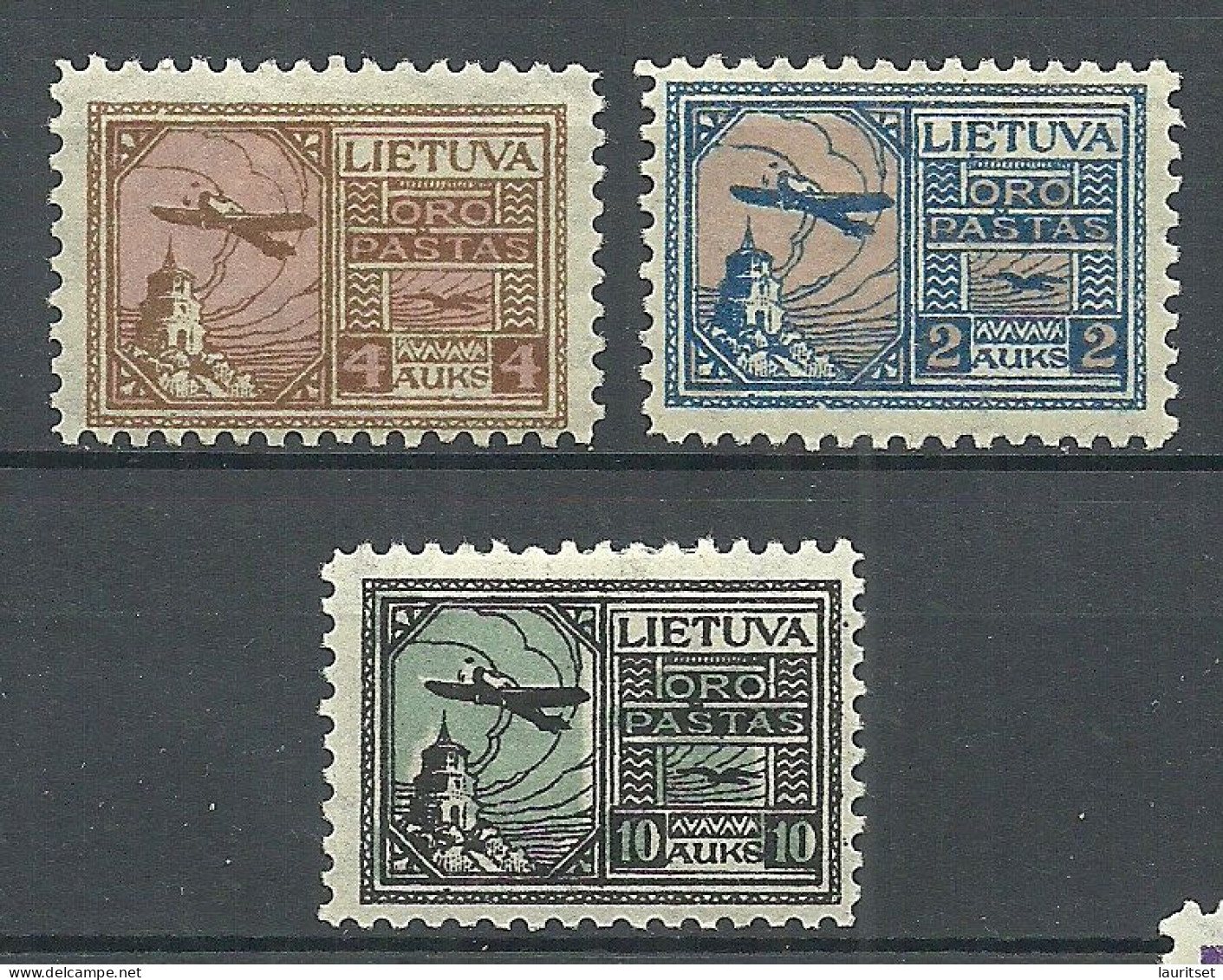 LITAUEN Lithuania 1922 Michel 121 - 123 * Air Plane Flugzeug Air Mail - Litauen