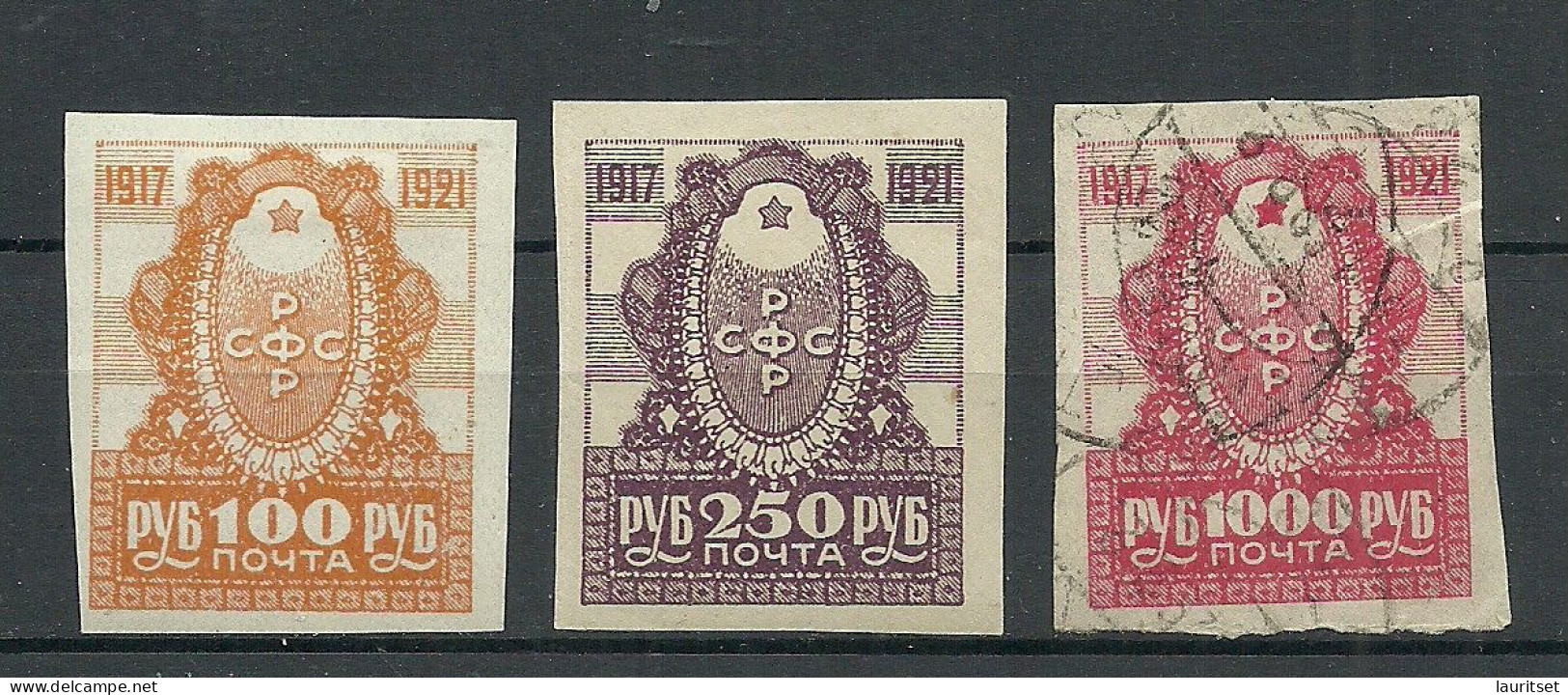 RUSSLAND RUSSIA 1921 Michel 162 - 164 Oktoberrevolution O/* - Gebraucht